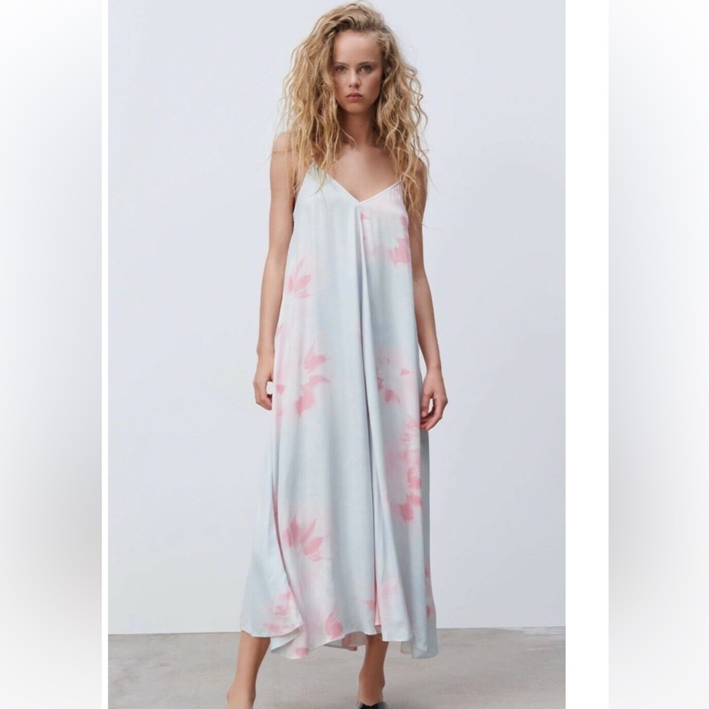 Zara satin effect tie-dye dress